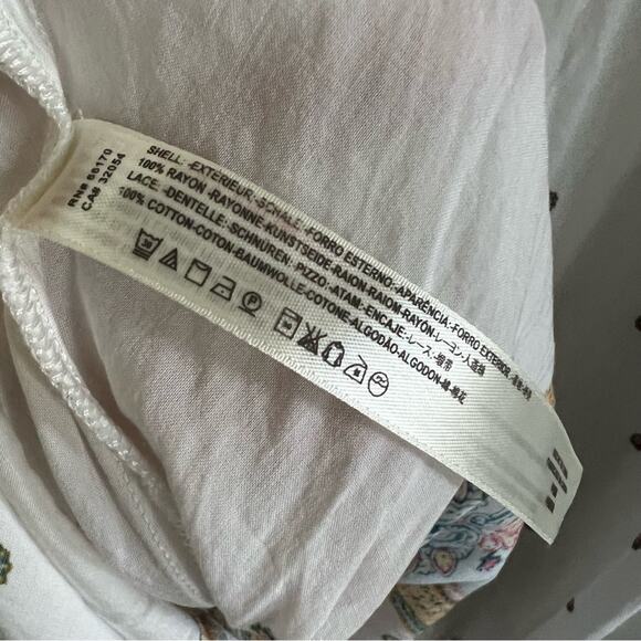 Free People Darjeeling Printed Slip Dress In Ivory Crochet Lace Sides Medium - Picture 7 of 7